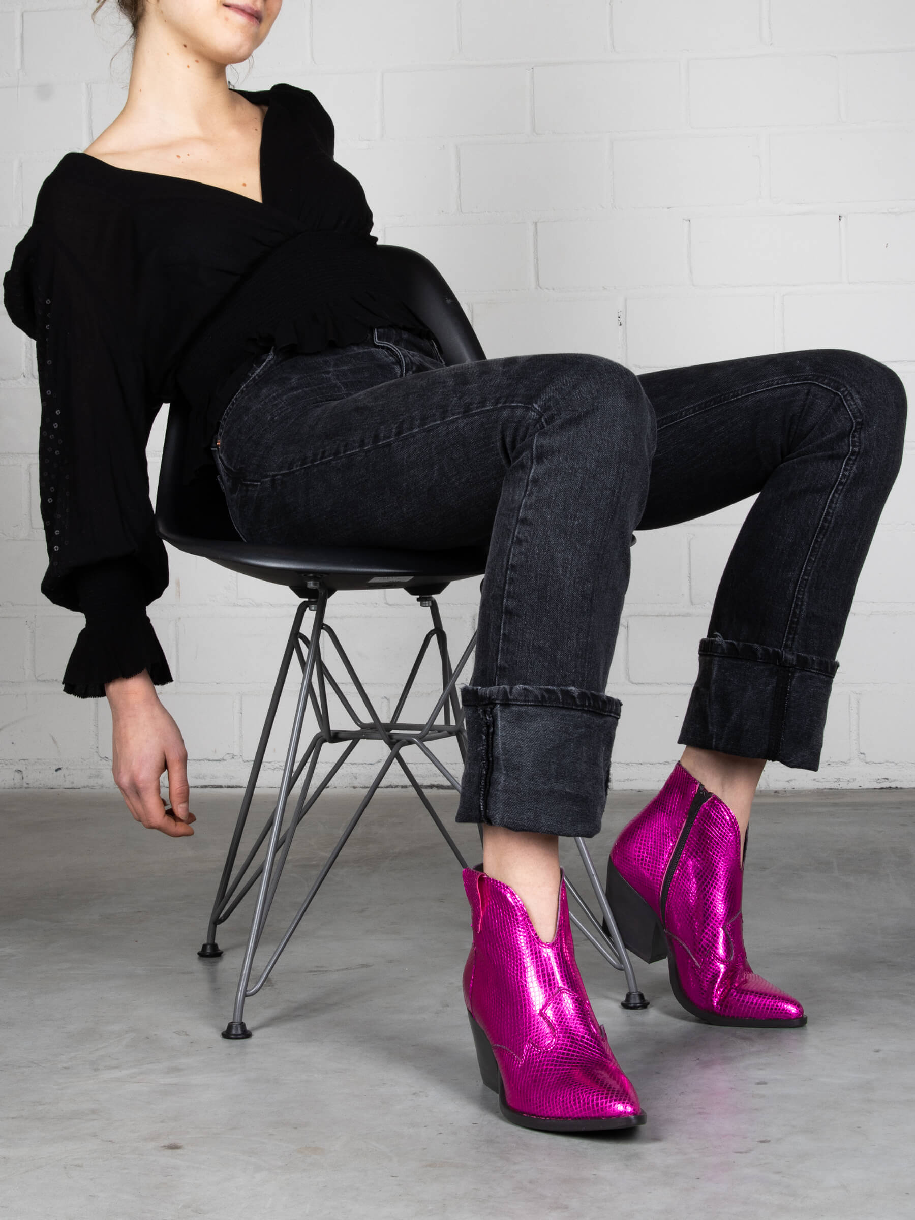 Western Booties Fuxia Shiny