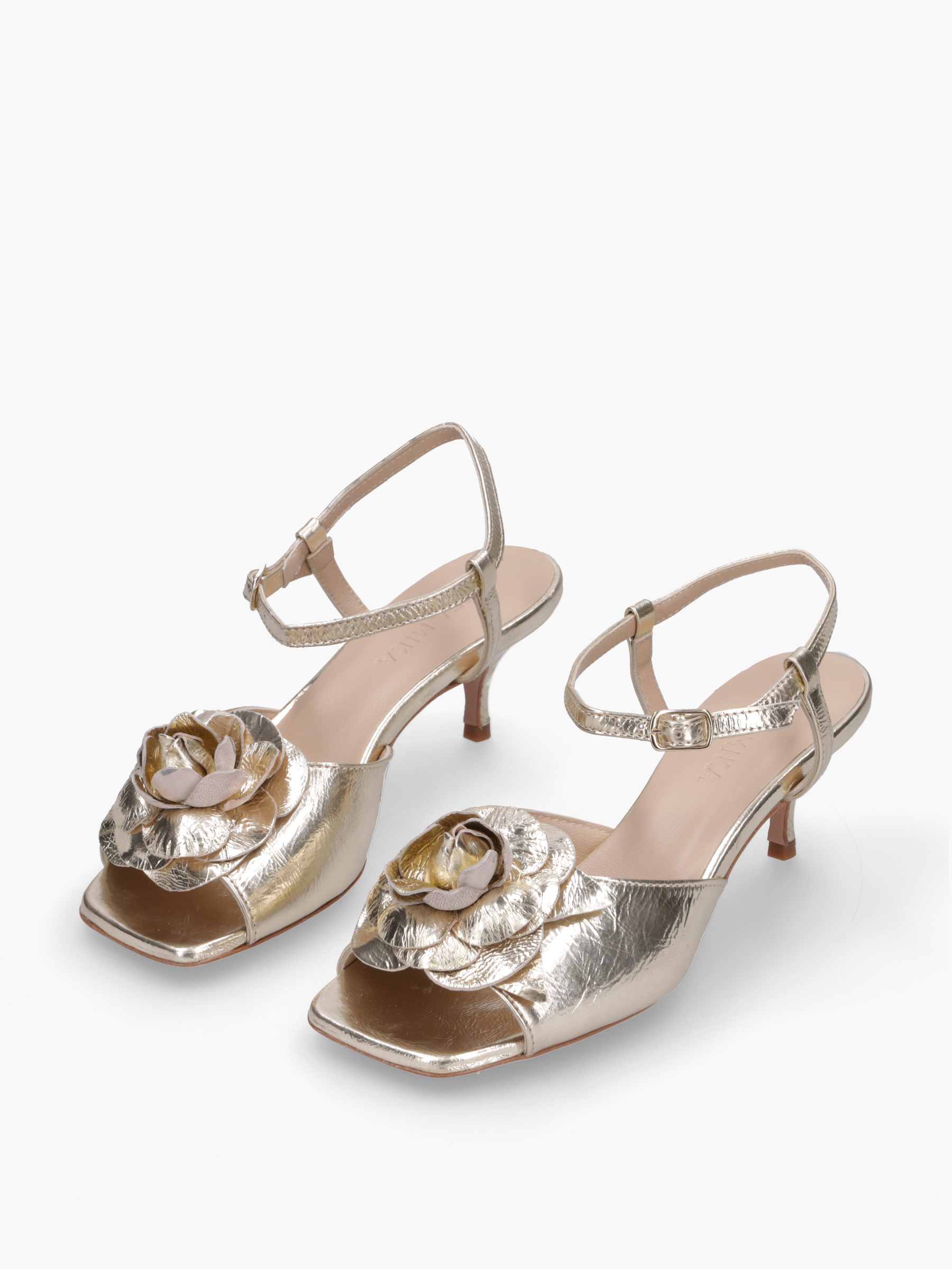 GAARA Metallic-Leder Gold, Bekleidung, Schuhwerk, Sandale, Schuh, Hoher Absatz