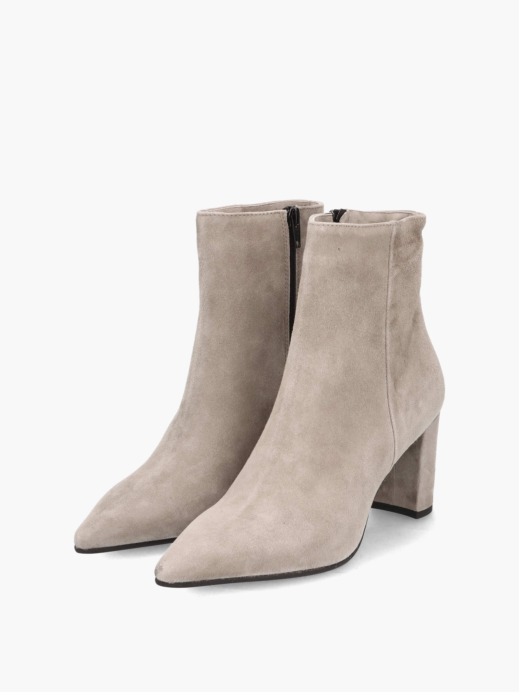 Stiefeletten hellgrau 70 mm, Schuhwerk, Schuh, Hoher Absatz, Wildleder, Socke