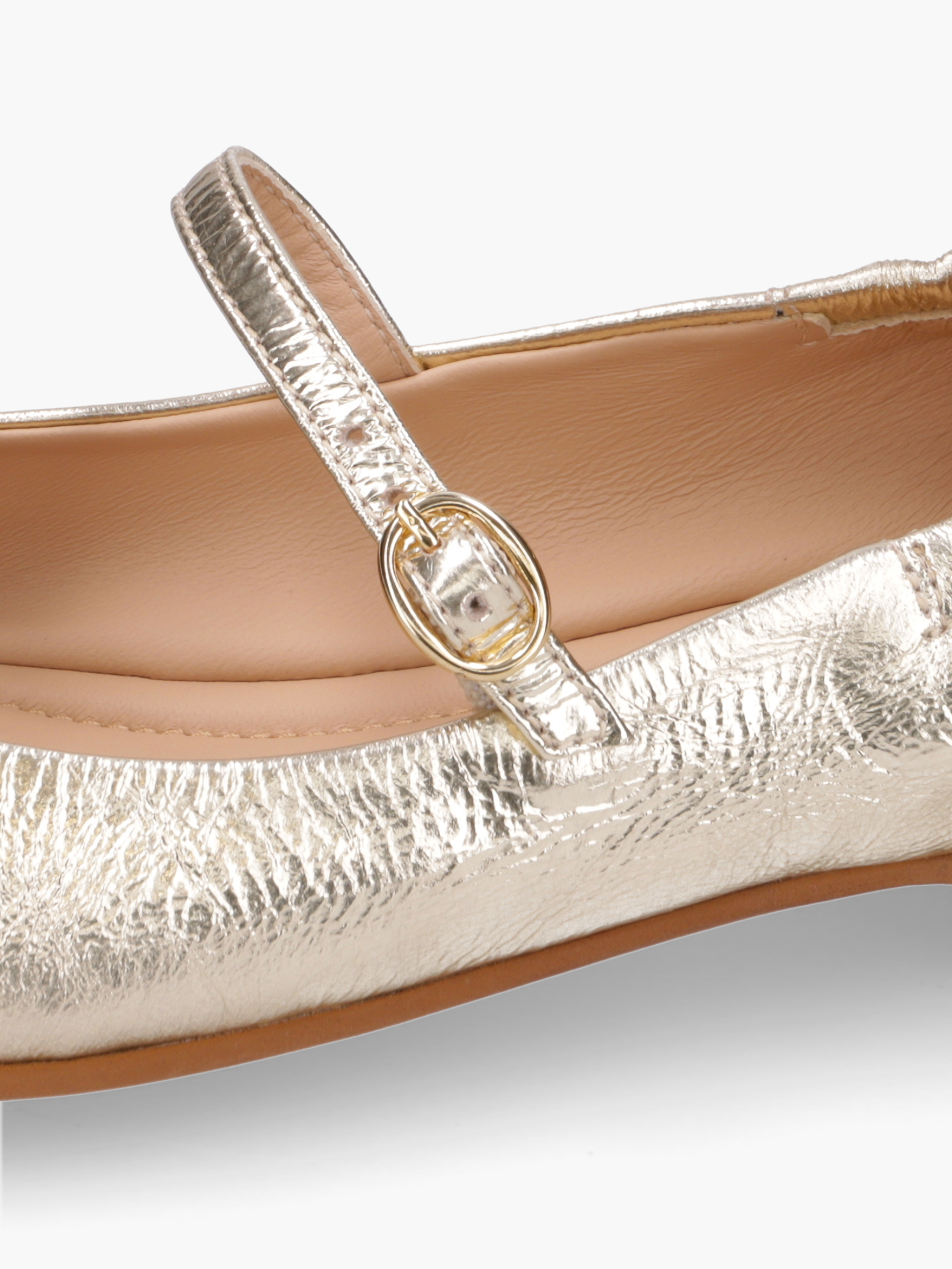 BINTI Metallic-Leder Gold, Schuh, Zubehör, Hoher Absatz, Schnalle, Sandale