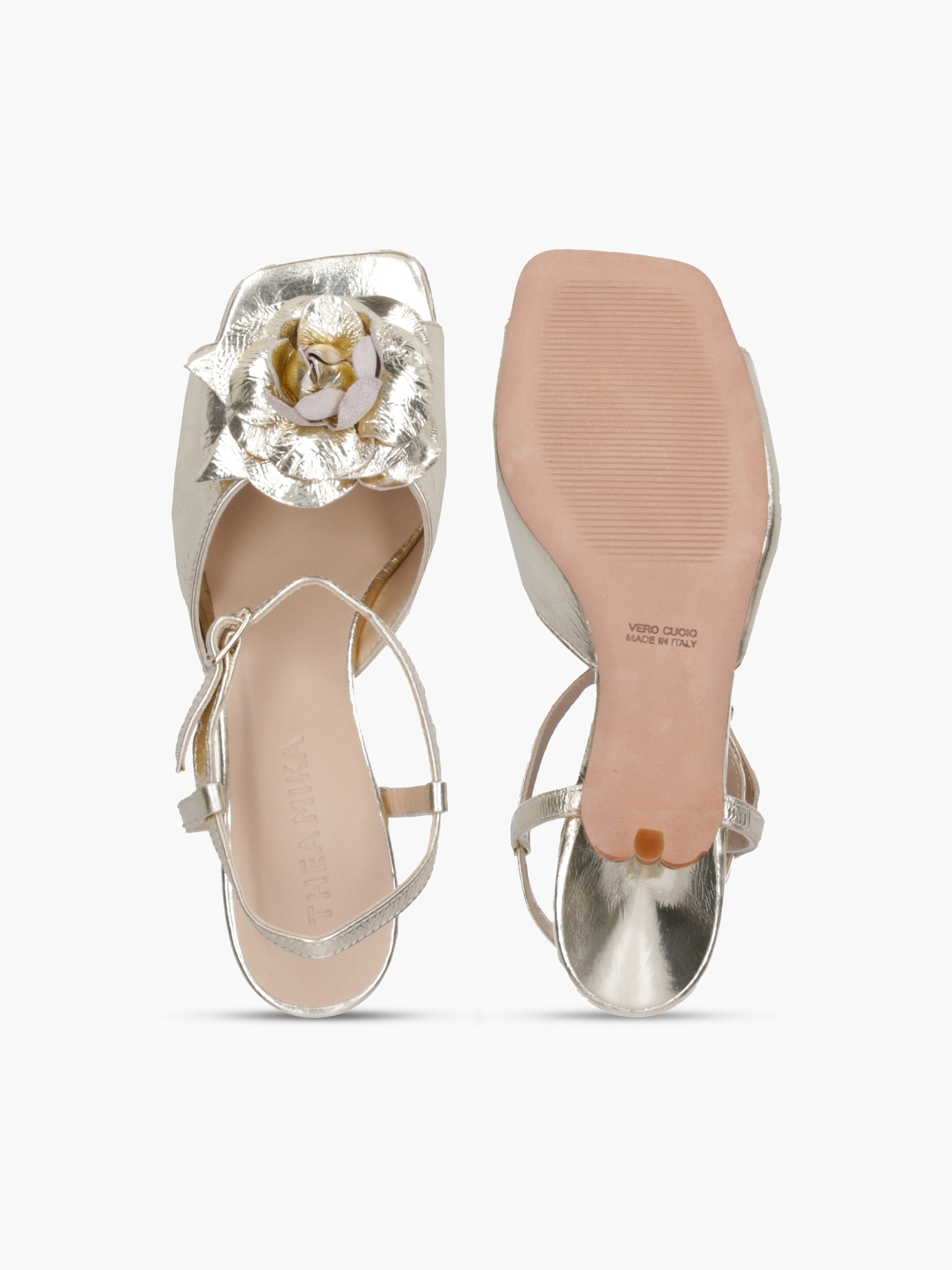 GAARA Metallic-Leder Gold, Bekleidung, Schuhwerk, Sandale, Schuh, Hoher Absatz