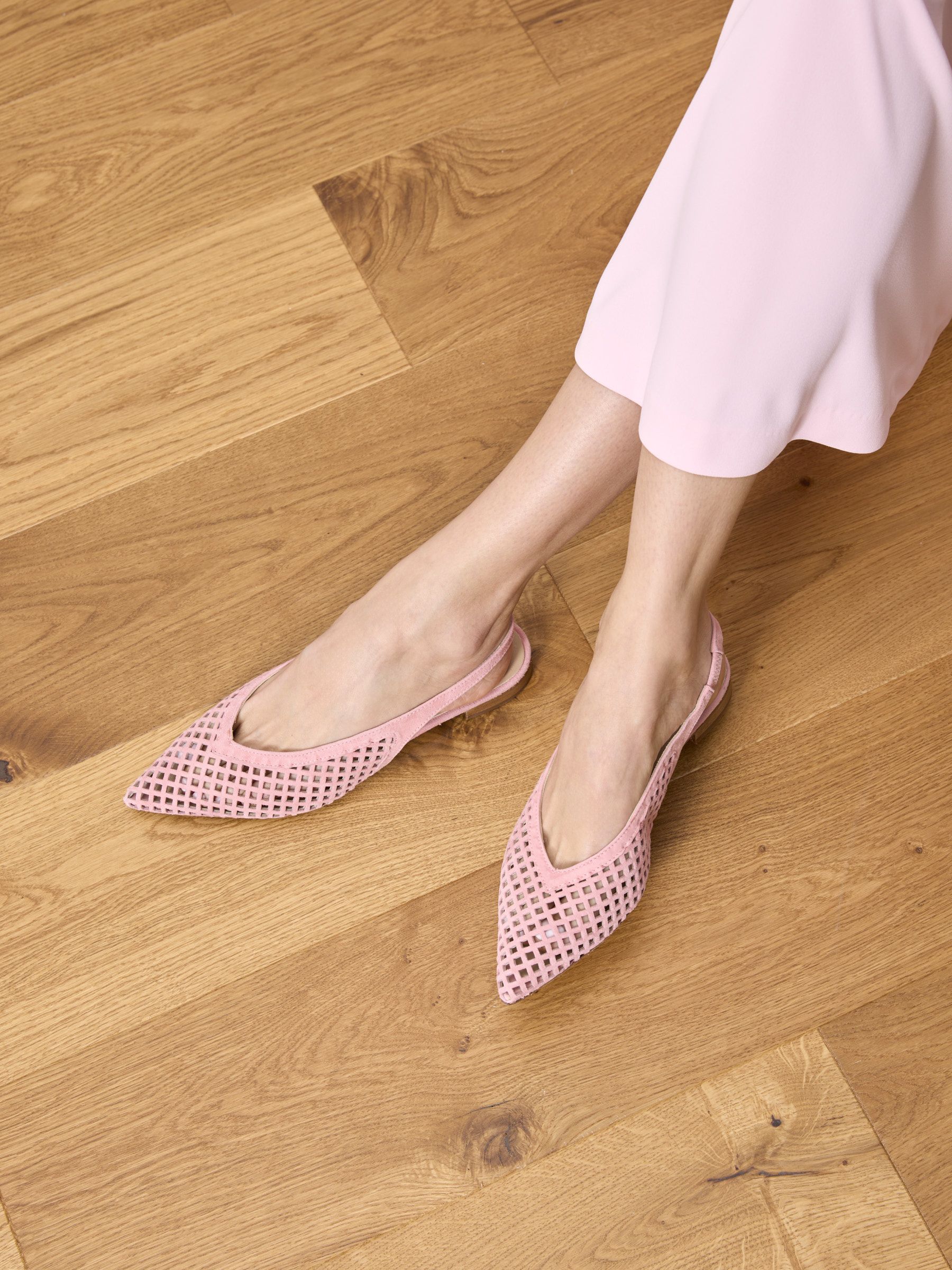 MARGO Veloursleder Rosa, Schuhwerk, Schuh, Sandale, Hoher Absatz, Holz