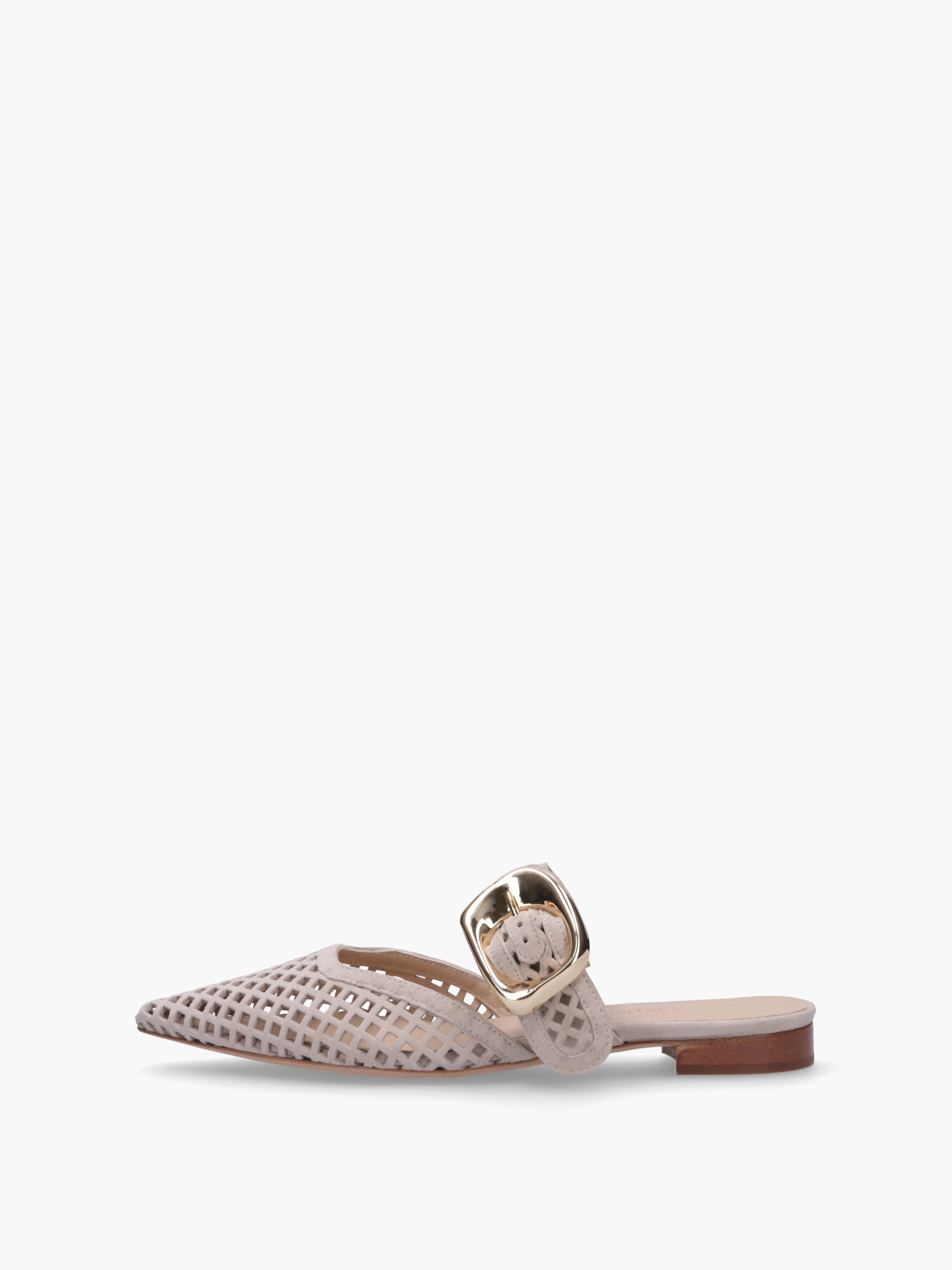 MIMI Veloursleder Beige, Bekleidung, Schuhwerk, Sandale, Schuh
